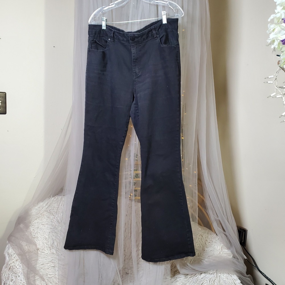 D jeans Y2K Biker Western Festival Flare Stretch Denim Jeans Black 36x31 Size 14